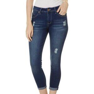 Royalty Women's Slim Fit Ankle Stretch Rips Jeans Medium Wash Blue Size 6
